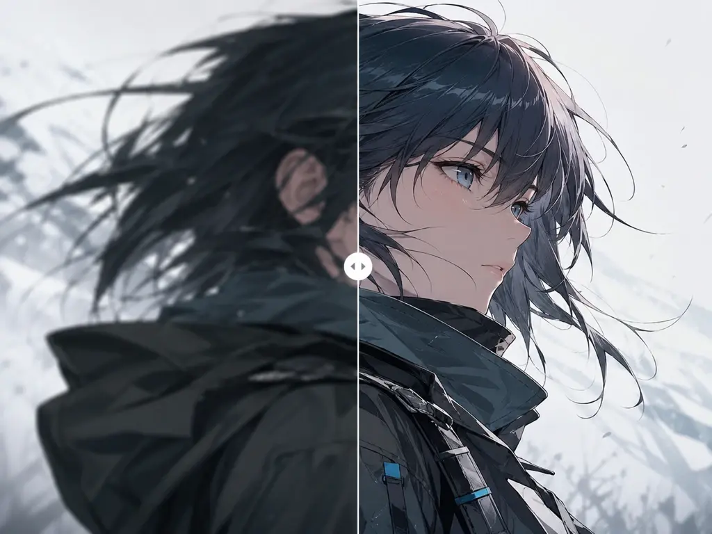 Anime illustration and AI artwork enlarged to canvas print size with crisp line edges