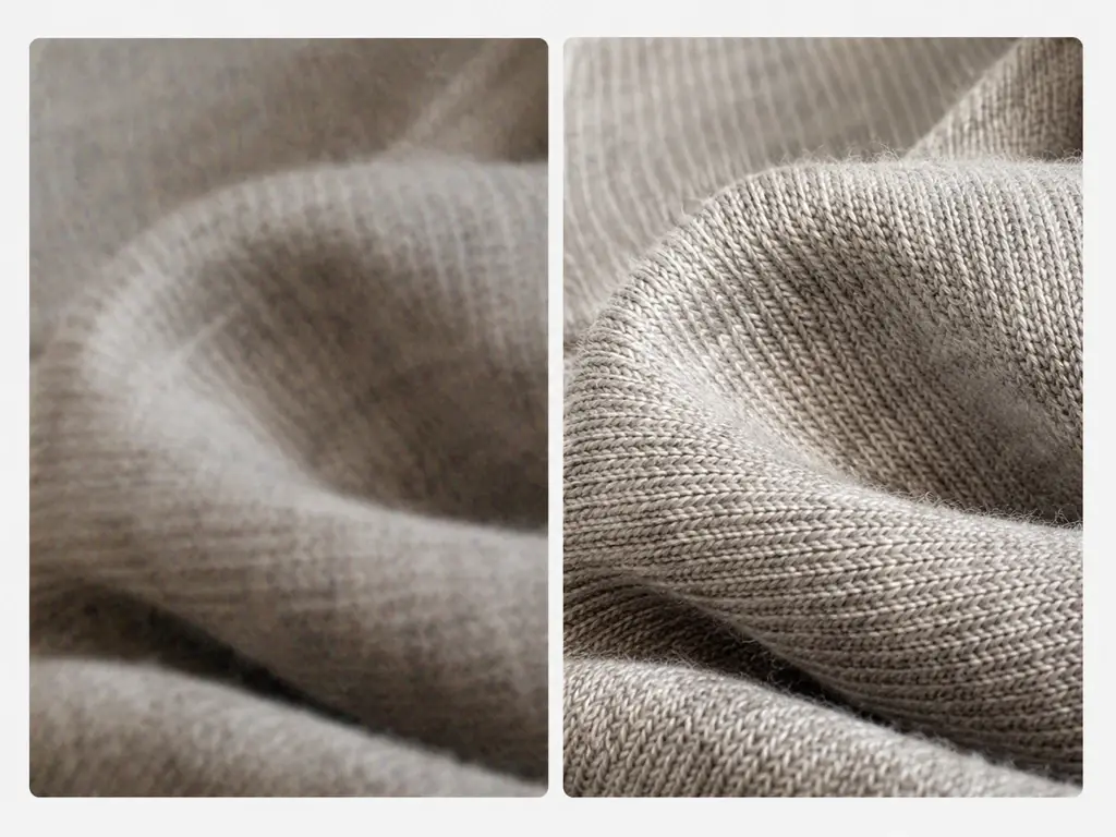 Small product photo enlarged to poster size showing crisp stitching and label lettering