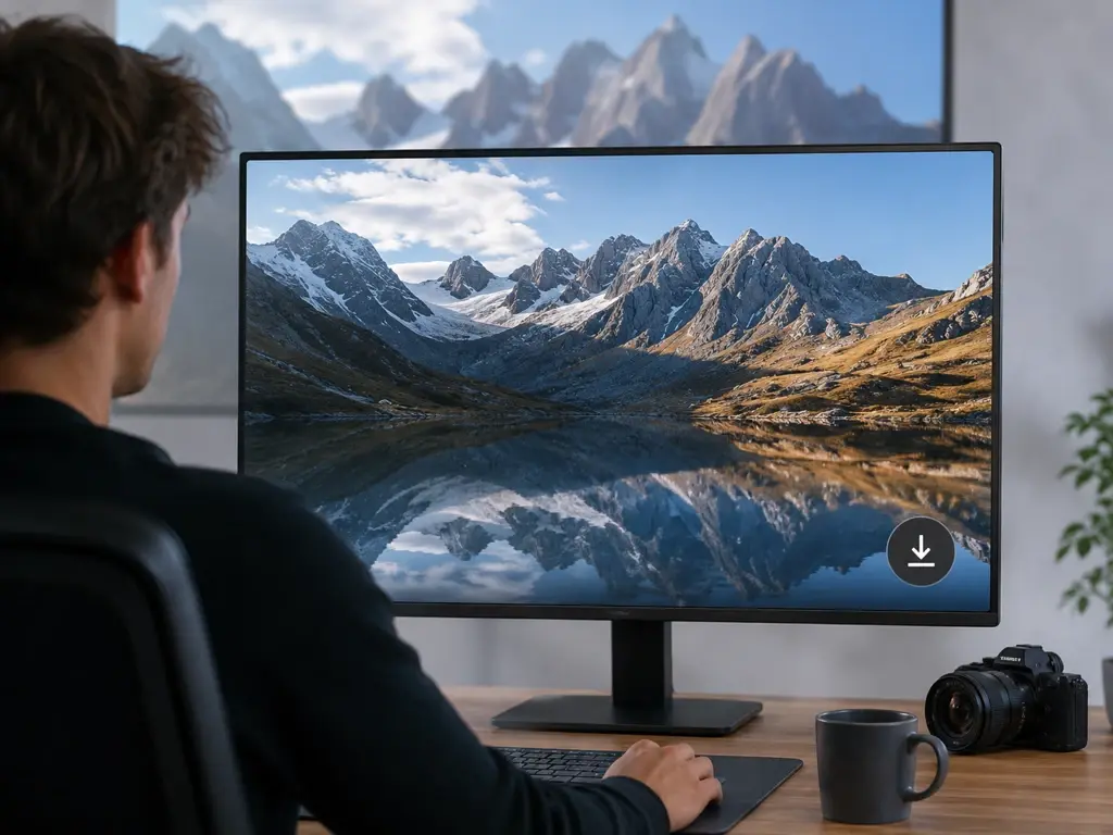 A creator reviewing a sharpened 4K clip in UpscaleAI before uploading it