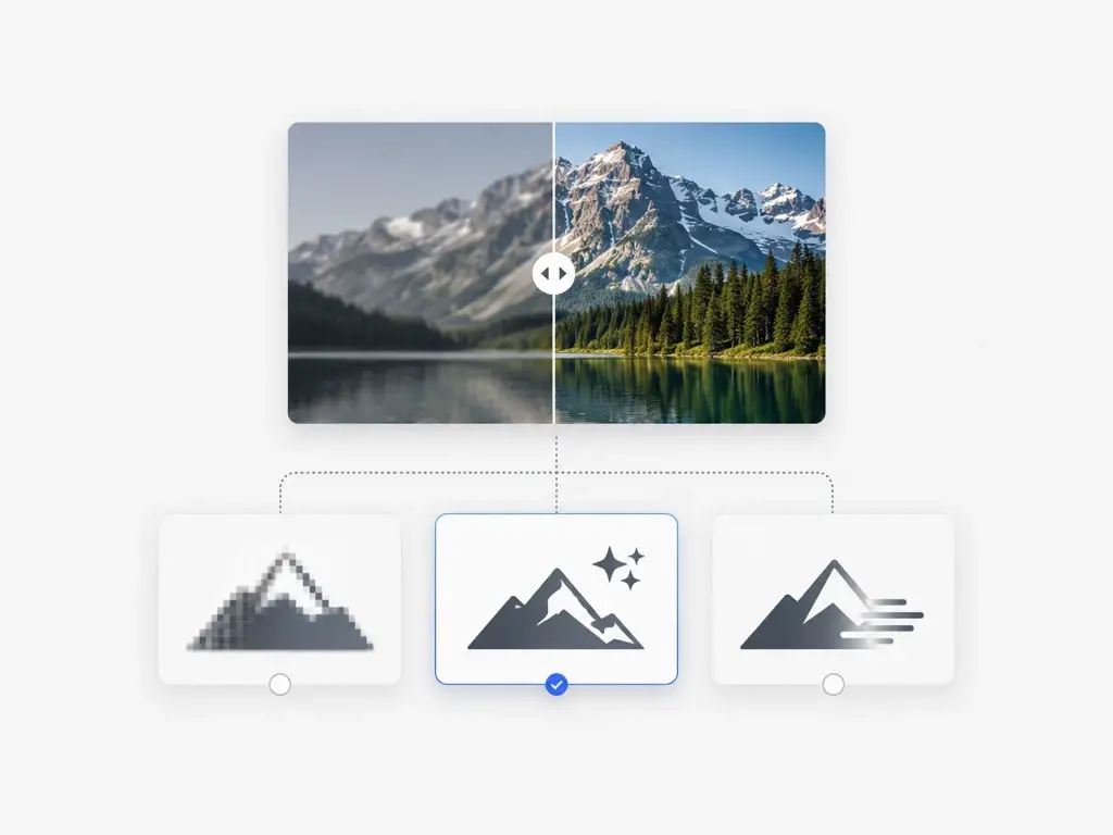 A settings panel to choose a model or a use case scene before processing